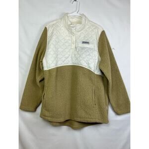 Magellan Men's Size 2XL White/Tan 1/4 Button Long Sleeve Sherpa Pullover Fleece